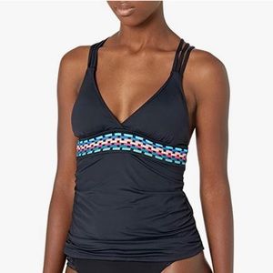 La Blanca Macramé Crossback Tankini Top